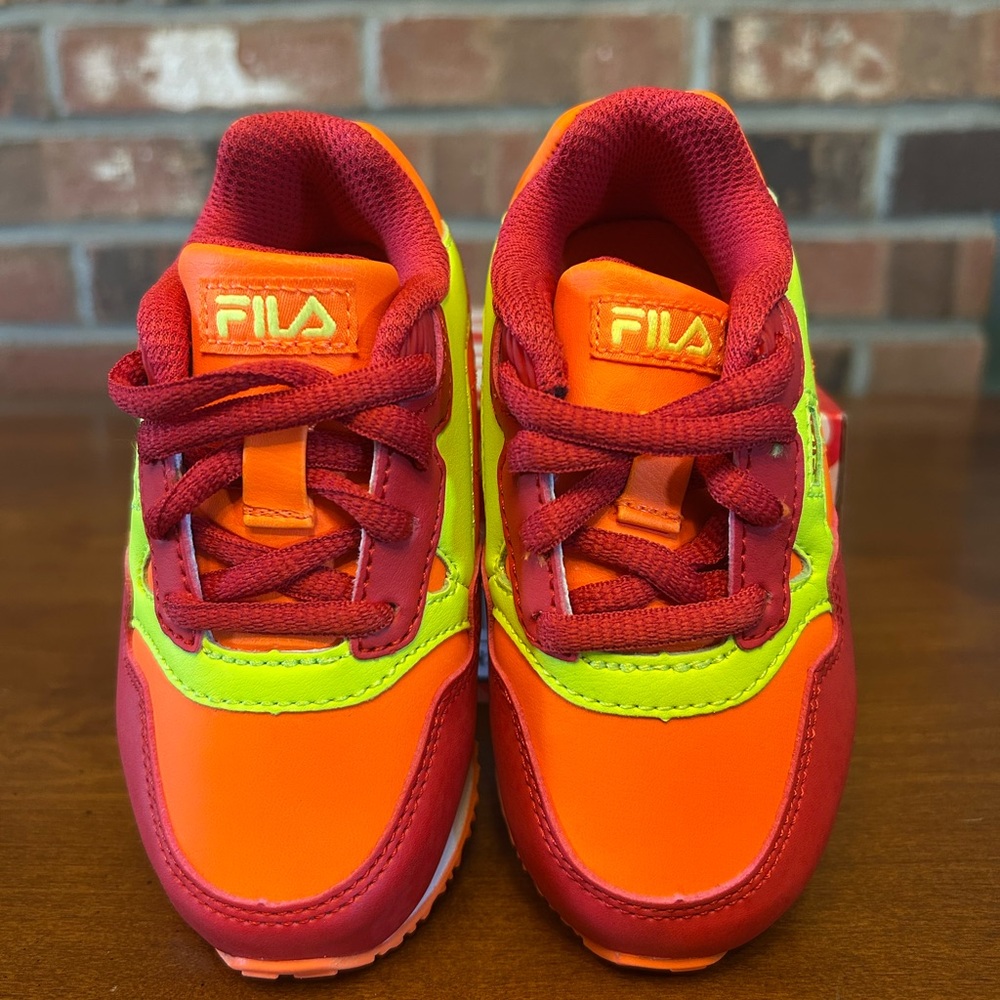 Fila Kids' Neon Red and Yellow Sneakers